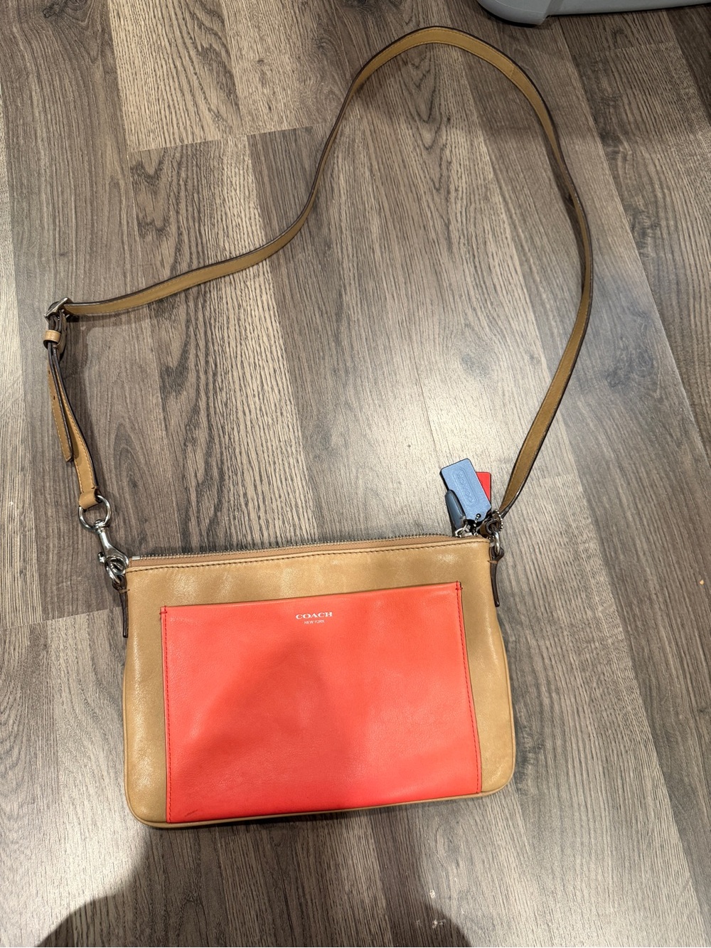 Coach Tan and Orange Leather Crossbody Bag